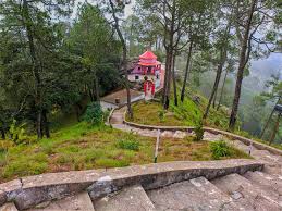 Kasar Devi Temple surrounded by the Himalayas